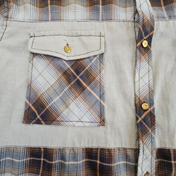 Red Ape Men's 3XL Brown Button-Front Short Sleeve Shirt Gold Buttons EUC ANC - Picture 3 of 13